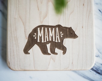 Mama Bear Engraved Maple Wood Cutting Board - Mother's Day Gift