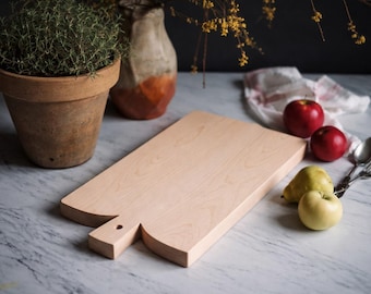 Non-Toxic Wood Cutting Board - Antique Style/ French Winged - Solid Wood - No glue - Single Piece with Organic Finish