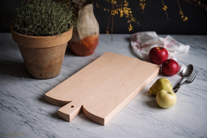 Non-Toxic Wood Cutting Board - Antique Style/ French Winged - Solid Wood - No glue - Single Piece with Organic Finish image 1