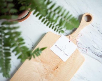 Classic Maple Wood Cutting Board with Handle, ALL NATURAL Wood Serving Board, Charcuterie Board, Gifts for the Home- All Natural - No Glue