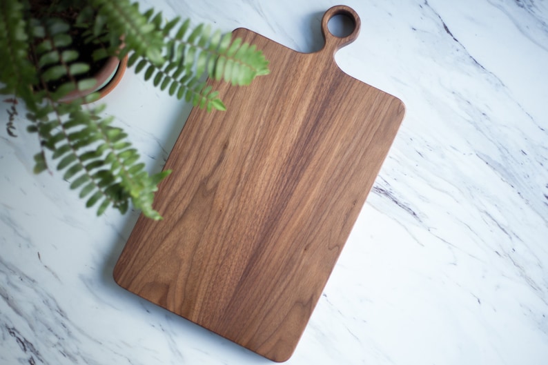 Wide Farmhouse No Glue/ Solid Wood Walnut Wood Cutting Board with Handle ORGANIC Finish/ Serving Board / Wood Cutting Board image 1