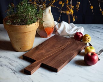 Wide Wedged Walnut | Maple | Cherry Cutting Board, NO GLUE- Solid Wood - Organic Finish, Charcuterie Board, Large Board with Handle