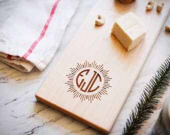 Personalized Maple Cheese Board: Engraved Monogram Charcuterie Board