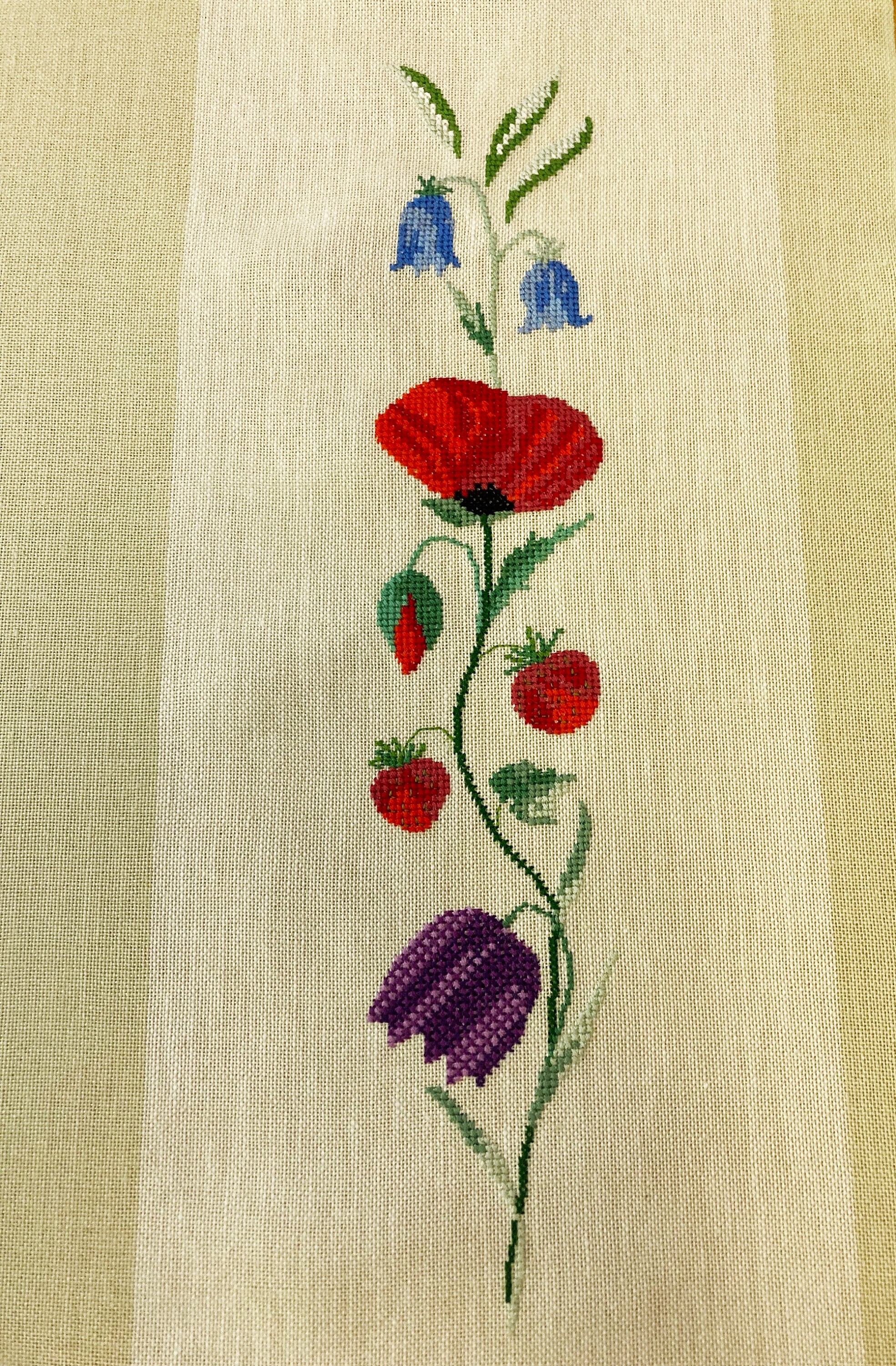 Hand Stitched Table Runner, Cross Stitch Table Runner, Modern Table