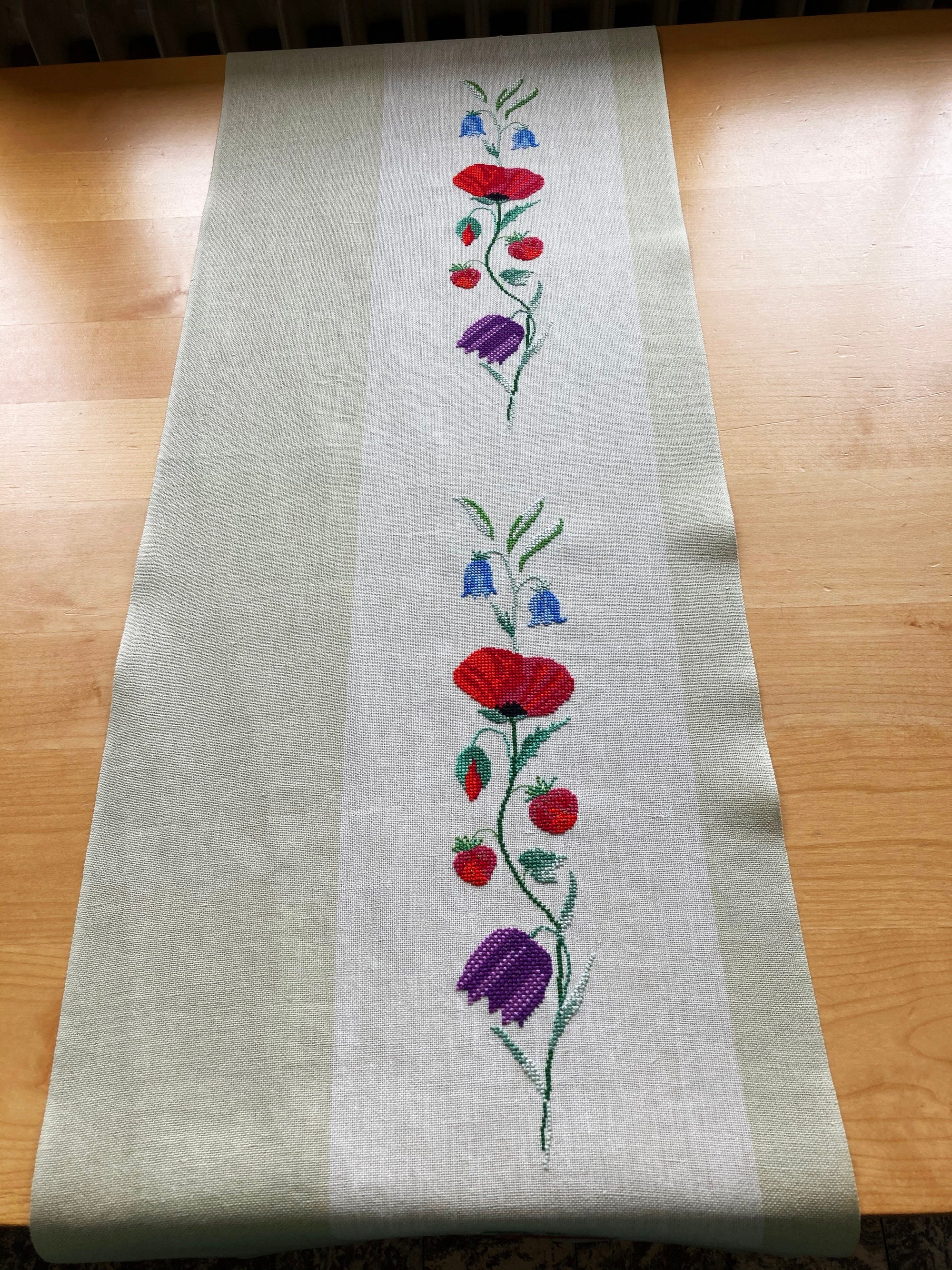 Hand Stitched Table Runner Cross Stitch Table Runner Modern Etsy UK