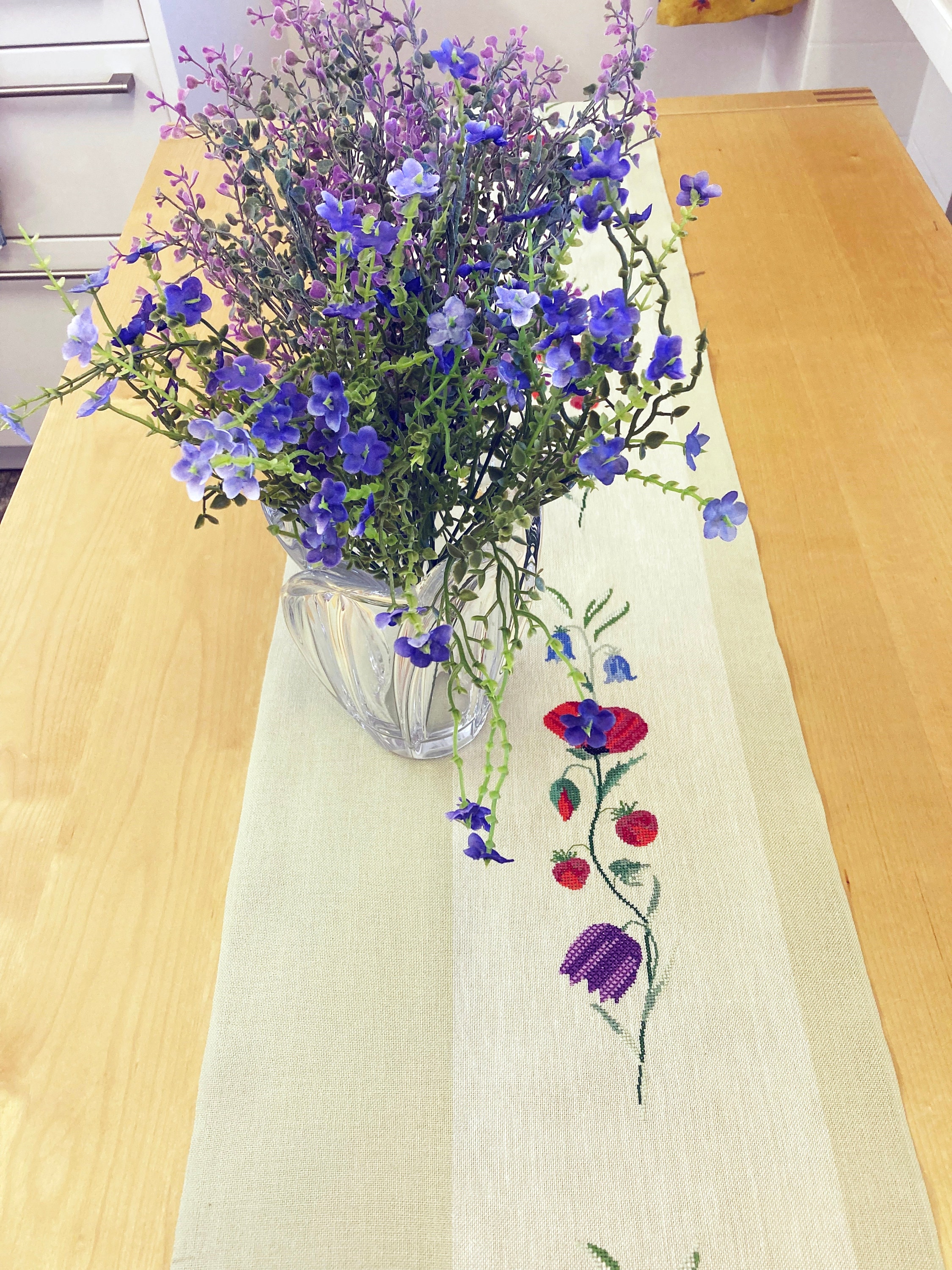 Hand Stitched Table Runner Cross Stitch Table Runner Modern Etsy UK