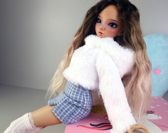 Short fur coat without closure for Minifee