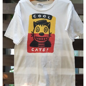 Vintage 90&#39;s Gary Baseman Cool Cats! Artwork T-Shirt