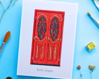 Kuala Lumpur Door Print | 5x7 Colorful Print | Door art print | Door poster | Travel print | Watercolor print | Watercolor painting