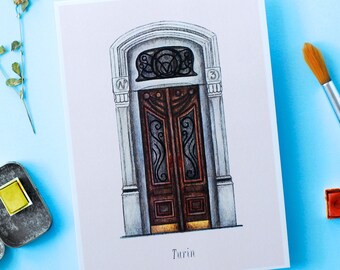 Turin Door Print | 5x7 Door Print | Architecture print | Door Wall Art | Door print | Travel print | Colorful print | Turin Art |Turin print