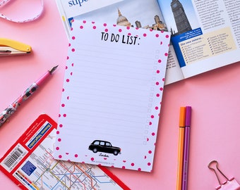 London To Do List Daily Notepad | A5 Notepad | Funny Notepad | List Notepad | Cute Notepad | Daily To Do List | Memo Pad | Gift for her