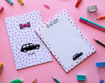 Notebook Set with Cute Notepad and Cute Notebook | To Do List Notepad + Plain Notebook | London Notebook | A5 Notepad