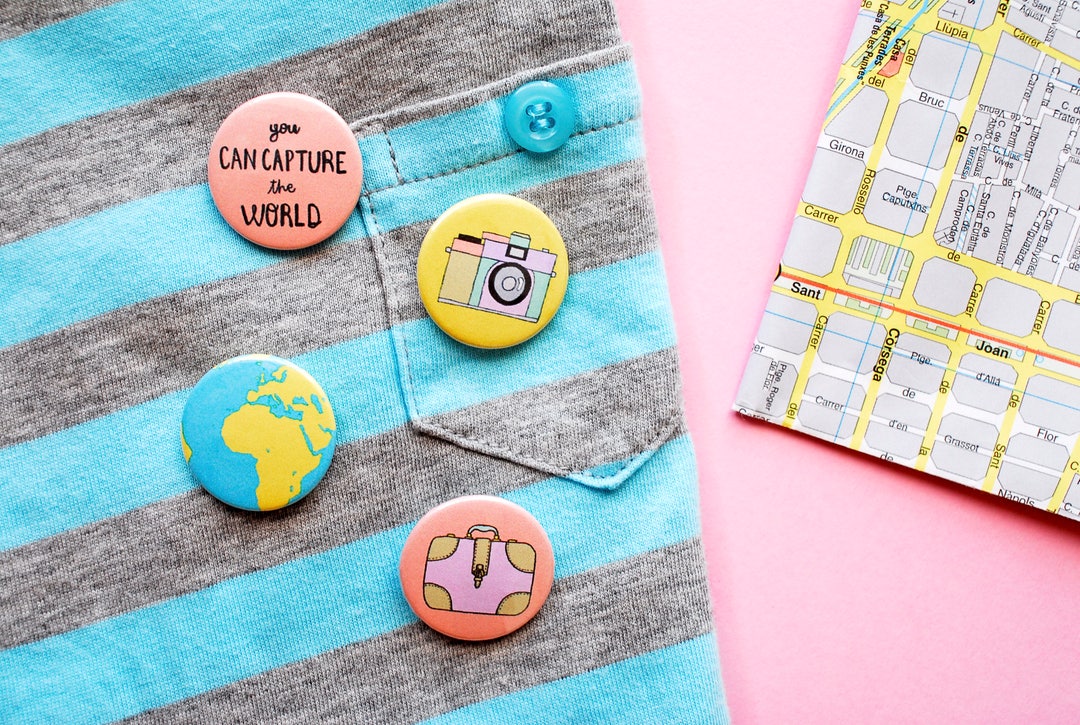 Set of 4 Cute Button Pins 1 Inch | 25mm Backpack Button Pins Set ...