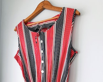 ヴィンテージ 70 年代 ストライプ ドレス、V.L.P のセーラー ドレス