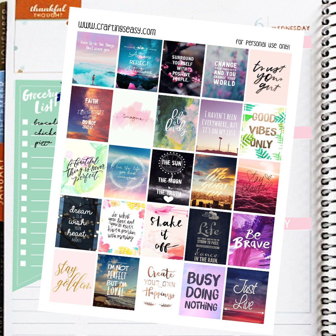 Motivational/inspirational Quotes Printable Planner Stickers Etsy