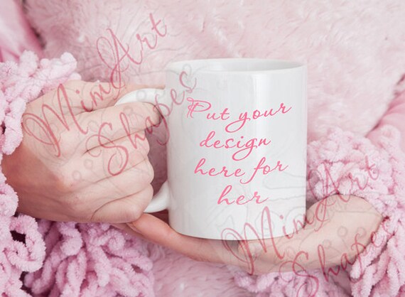 Holiday Mug Mockup Woman Holding Mug Valentines Day Styled