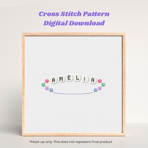 Custom Name Cross Stitch Pattern | Friendship Bracelet | Digital download, DIY craft project, Personalised sign, Bedroom decor, Wall art