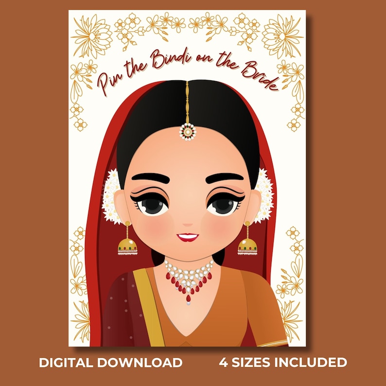Pin the Bindi on the Bride | Henna Night Game Printable | Sangeet ...