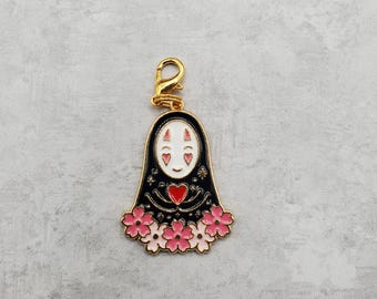 No Face badge reel charm, Charm for backpack, lanyard, zipper, or keychain
