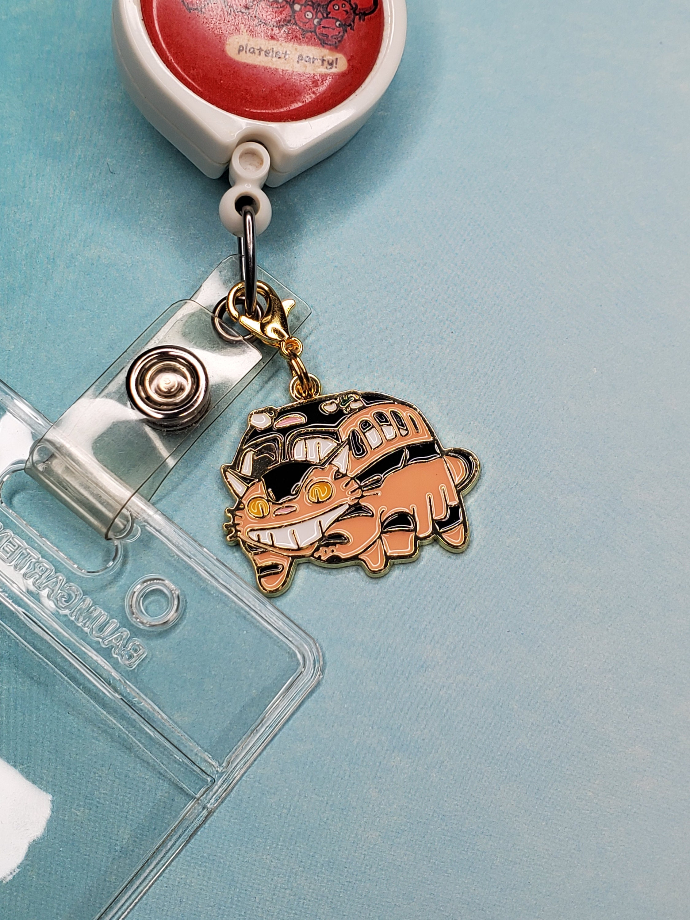 CatBus / My Neighbor Totoro / Studio Ghibli Badge Reel Charm, Charm for backpack, lanyard, zipper, or keychain