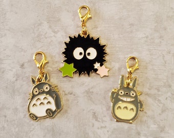 Totoro / Soot Sprite / Studio Ghibli Badge Reel Charm, Charm for purse, lanyard, zipper,keyring, or bracelet