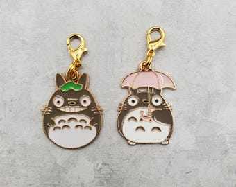 Totoro badge reel charm, Charm for backpack, lanyard, zipper, keyring, or bracelet