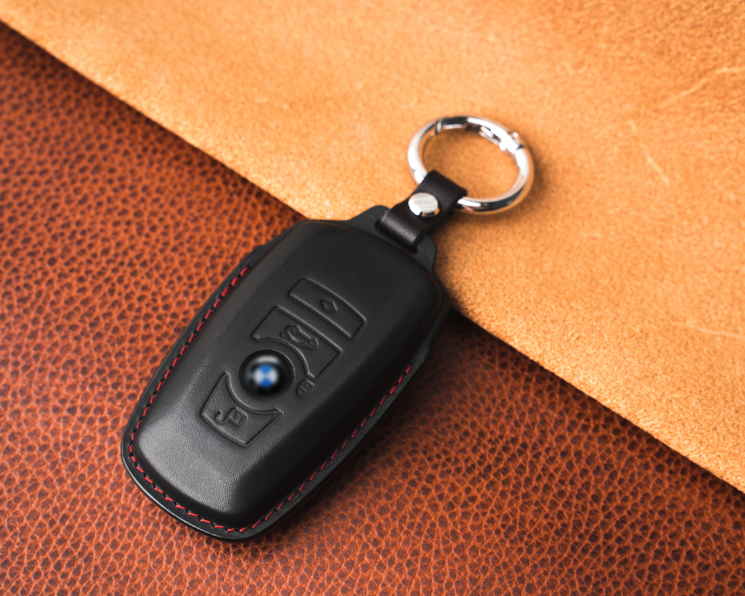 kwmobile Schlüsseltasche, Autoschlüssel Hülle für BMW - Nubuklederoptik -  Kunstleder Schutzhülle Schlüsselhülle Cover für BMW 3-Tasten Funk