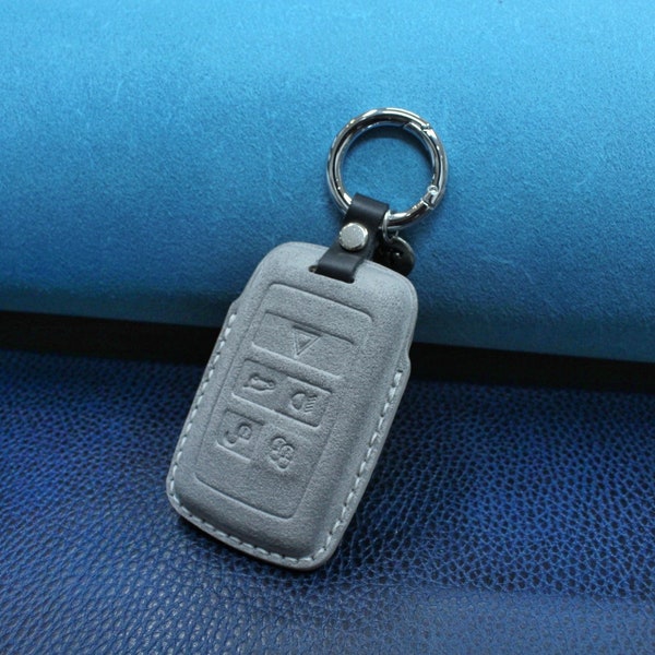 Land Rover covered Leather Key Fob case Range Rover Evoque Defender Velar Discovery Dynamic Alcantara Leather Handmade.