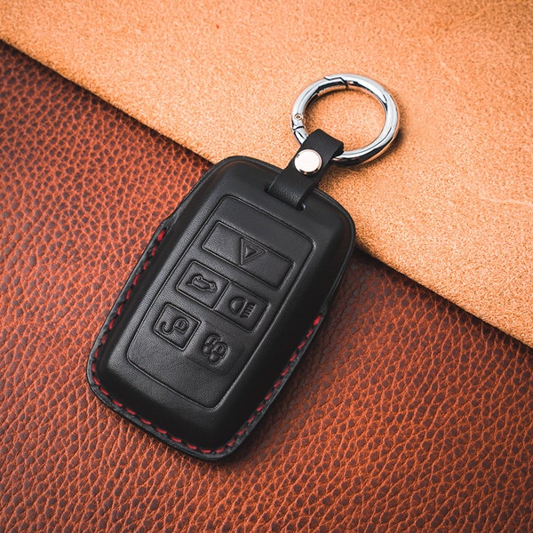 Land Rover covered Leather Key Fob case Range Rover Evoque Defender Velar Discovery Leather Handmade.