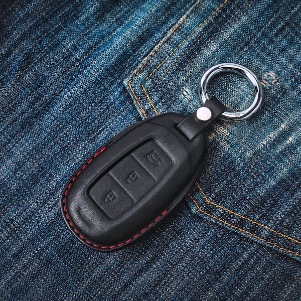 Hyundai covered Leather Key Fob case Hyundai Elantra Tucson Venue Leather Handmade.