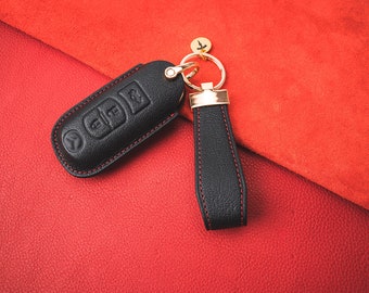 Mazda 3 Button covered Leather Key Fob case Mazda Mazda2 Mazda3 Mazda6 CX30 CX3 CX5 CX9 MX5 Goat Leather Handmade.