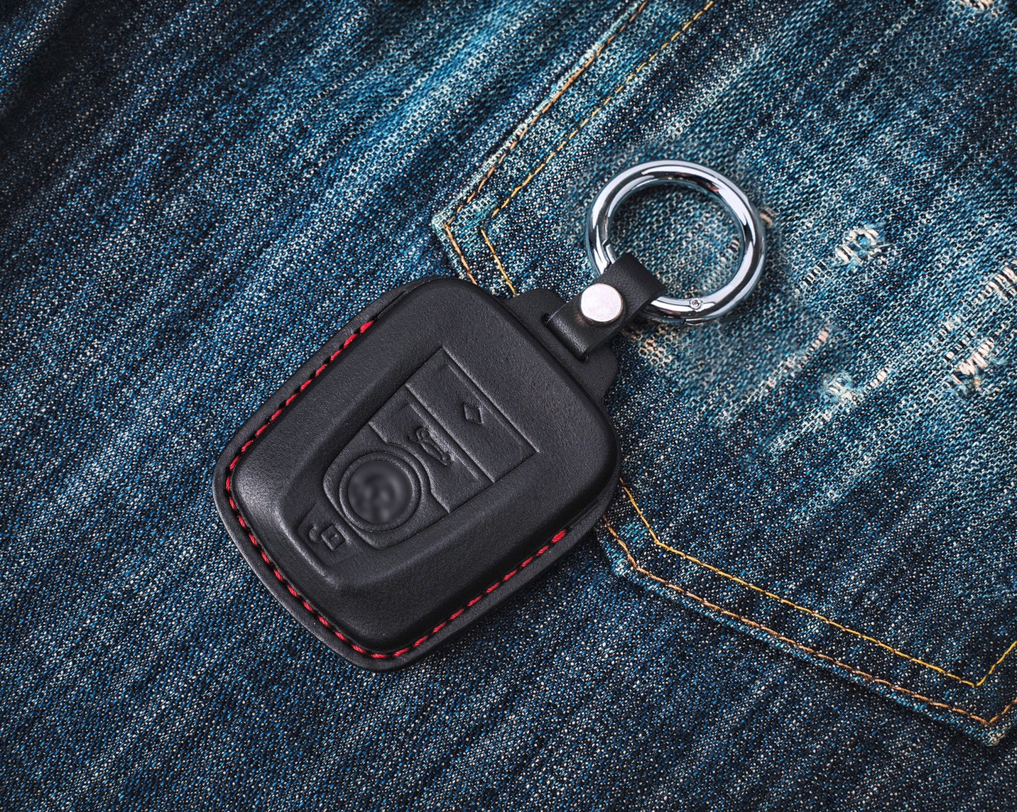 Premium leather key cover for BMW keys incl. keyring hook + leather k, €  23,80