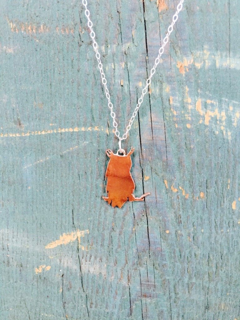 Owl Pendant / Copper Pendant/ Wise Owl Pendant / Hand cut pendant / Silouette / Hand Cut Bird Pendan
