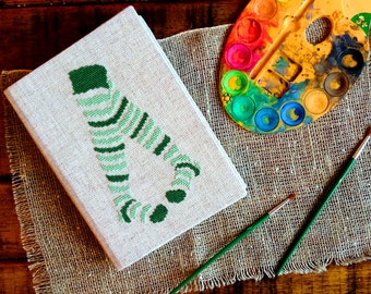 Embroidered eco sketchbook "Be yourself" - Recycled sketchbook with cross-stitch - Eco-friendly soft sketchbook with fabric cover - Sketches