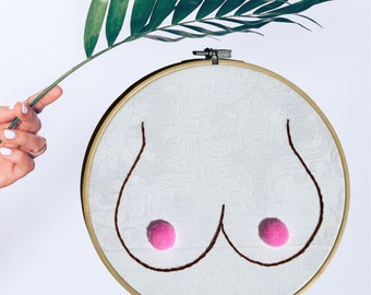 XL Boobie Picture, Embroidery BOSOM FRIENDS Boobs, Funny Funny Humorous Sustainable Modern Art, Gifts Best Friend Best Friend