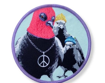 Patches Friedenstaubi Gang, Aufnäher zum Aufbügeln, Stadttauben Friedenstaube, Accessoires für Kutten Jeansjacken, urban Style Look