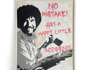 Graffiti stencil happy little accident, street urban pop art, modern sustainable art, funny children's drawing wall decoration