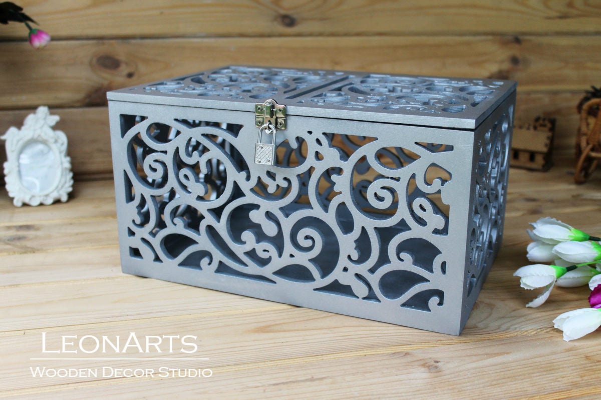 Lockable Wedding Card Box in SilverSilber Keepsake Box with Etsy