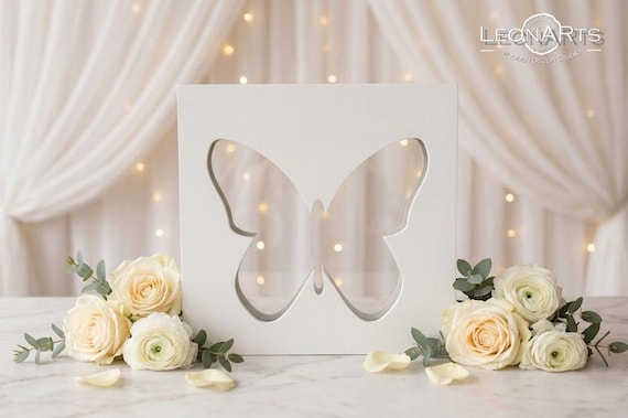 Wedding Sand Ceremony Butterfly Frame-Unity shadow sand ceremony box-White Sand Box Frame-Rustic Plywood Frame-Beach wedding-Wedding gift