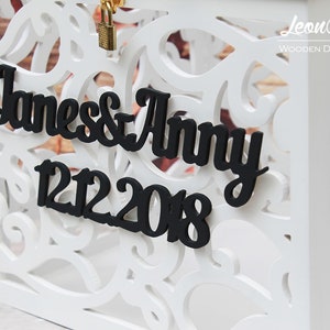Personalisieren Sie Ihre Hochzeitskartenbox - Hochzeitskartenhalter mit Namen und Datum - Jede Farbe