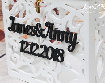 Add personalization on your Wedding Card Box - Custom Wedding Card holder with names&date - Any color