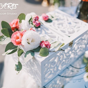 Hochzeitskartenbox mit Schlitz - Holzhochzeits-Spardose mit Schloss - Weiße Aufbewahrungsbox - Kartengeldhalter - Hochzeitsdeko - Geschenkkartenbox