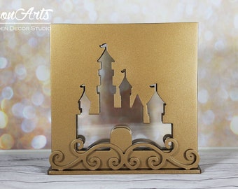 Antique Gold Wedding Sand Ceremony Castle Frame-Unity shadow sand ceremony box-Fairy tale Sand Shadow Box Frame-Cinderella Castle Frame-Gift