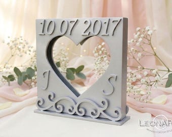 Personalized Wedding Sand Ceremony Set in Silver-Sand Ceremony Heart Frame&Stand with date-Unity shadow sand ceremony box-Wedding Gift
