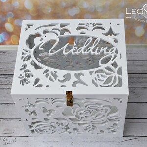 Abschließbare Rosenbox für Hochzeitskarten-Andenken-Box mit Schloss und Schlüssel-Spardose für den Empfang-Hochzeitskarten-Geldhalter-Hochzeitskartenbox