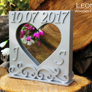 Personalisierte Hochzeits-Sandzeremonie in Silber-Sandzeremonie-Herzrahmen & Stand mit Datum-Unity-Schattensandzeremoniebox-Hochzeitsgeschenk