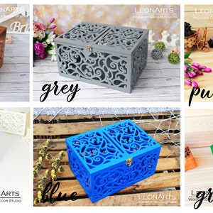 Wedding Card Box with slot-Wedding Gift-Keepsake Box with lock-Wedding money box-Wedding card money holder-White Card Holder-Gift card box image 6