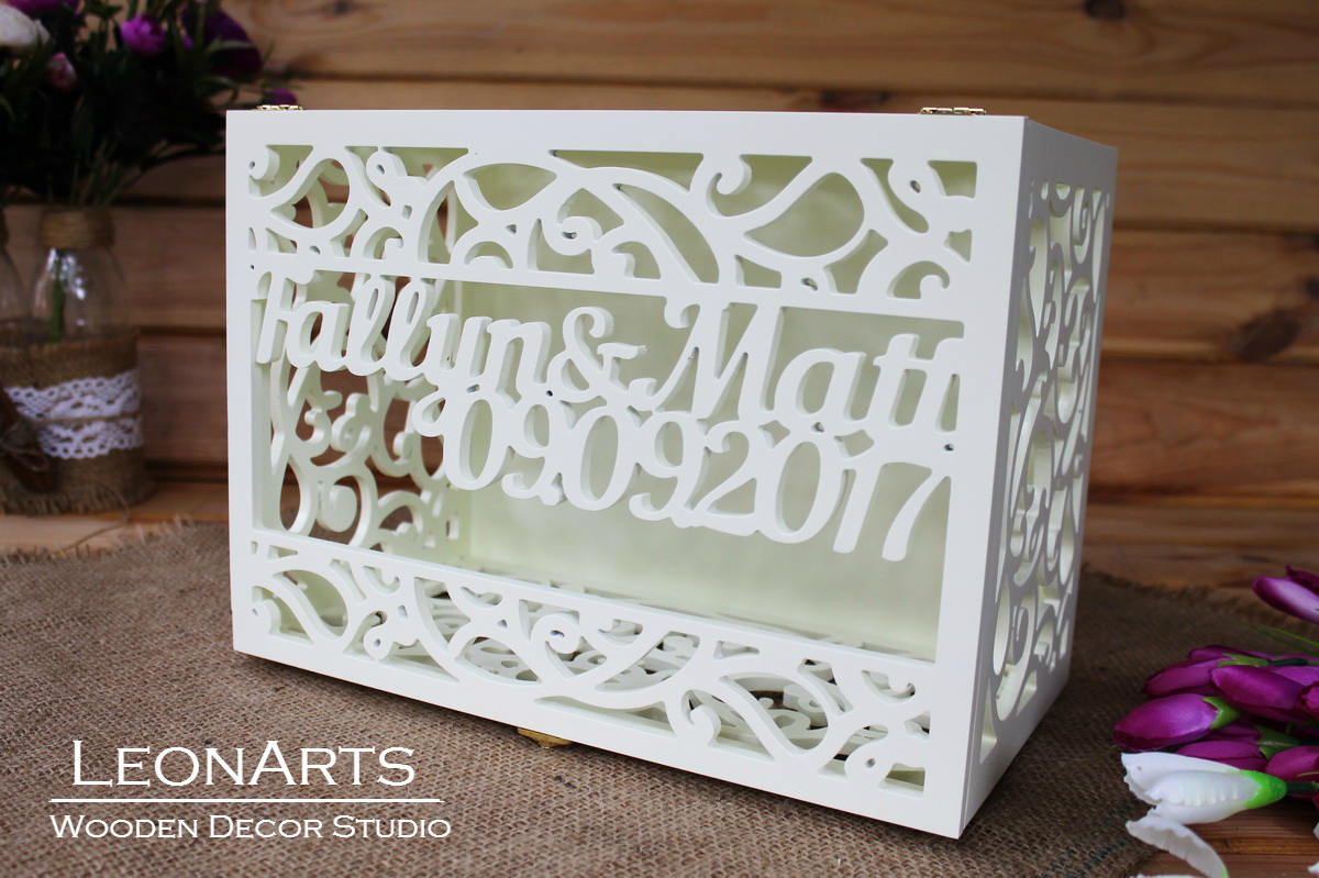 Personalized Ivory Wedding Card Box-wood Keepsake Box-wedding Money Box ...
