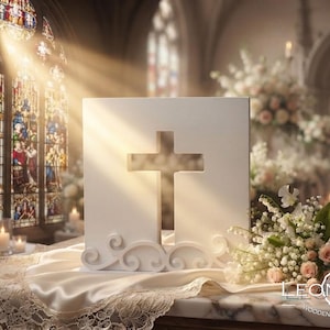 Wedding Sand Ceremony Cross Frame - Wedding Christian Sand Ceremony Set - We Love Because He First Loved Us - Sand Ceremony Cross Frame