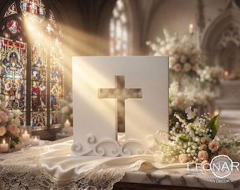 Wedding Sand Ceremony Cross Frame - Wedding Christian Sand Ceremony Set - We Love Because He First Loved Us - Sand Ceremony Cross Frame
